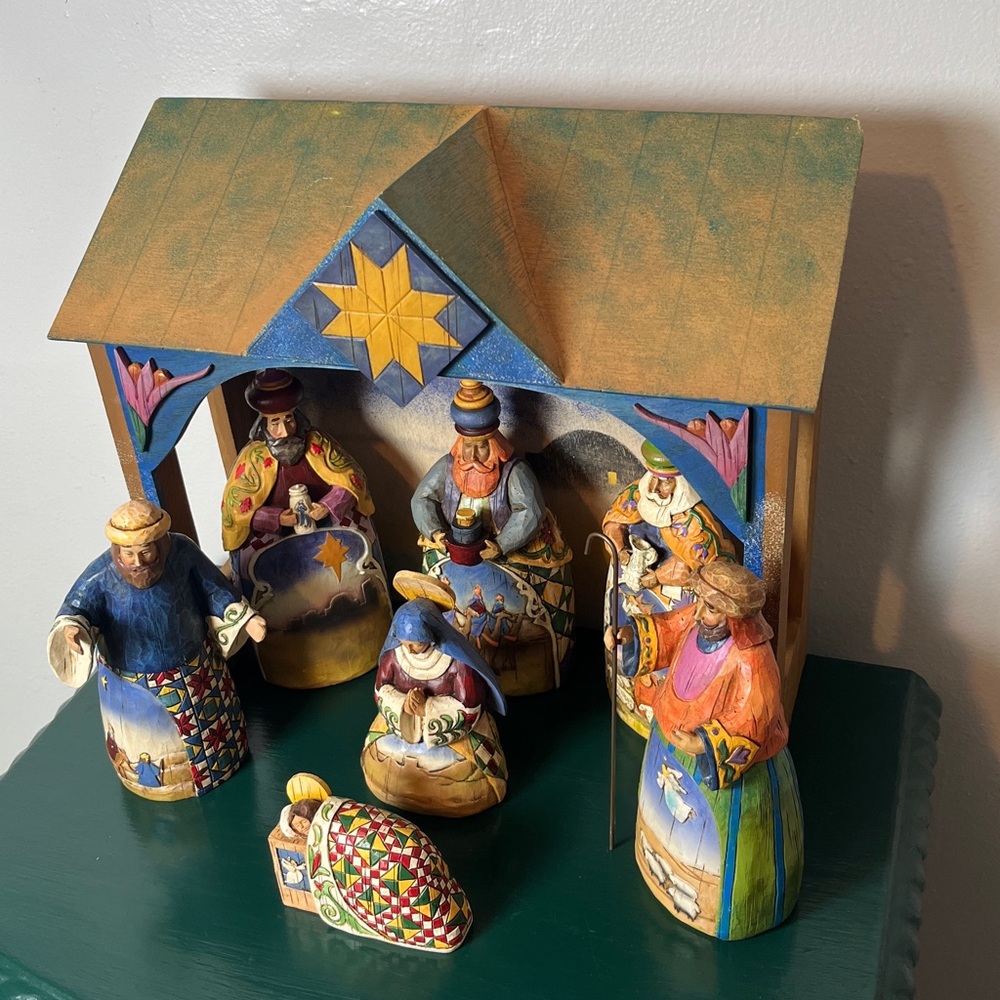 Jim Shore Joy to the World Vintage 2003 Set of 8 Folk Art Nativity Scene Set - Picture 2 of 13